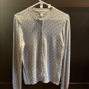 Women’s J Crew Gray Polka Dot Cardigan size M